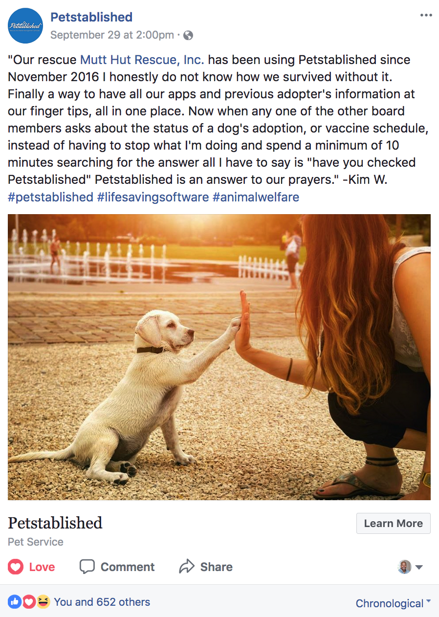 petstablished facebook ad